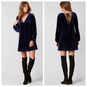 Free People Blue Velvet Misha Mini Dress XS